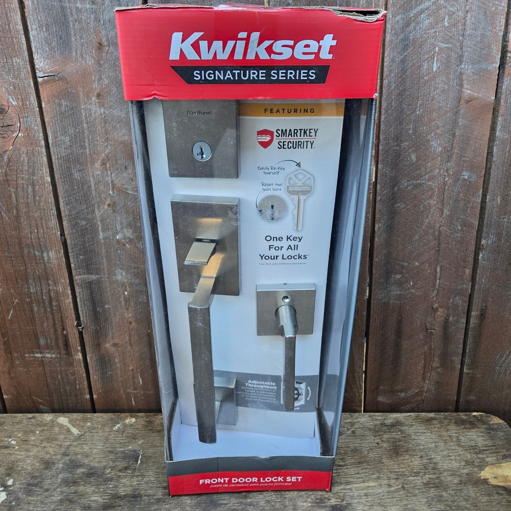 Kwikset San Clemente Front Entry Door Handleset Deadbolt Satin Nickel Lock Set